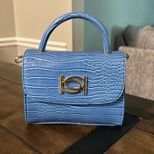 Blue croc crossbody bag